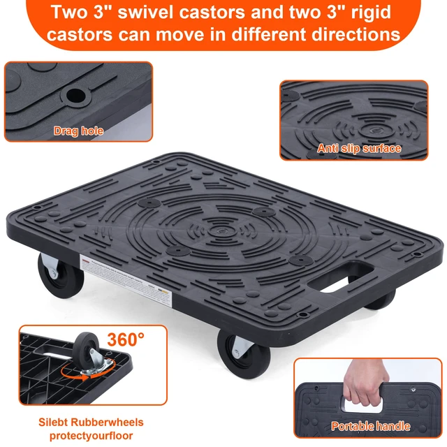 Alt view image 4 of 7 - 80854 Furniture Movers Dolly with Wheels - 200 lb. Capacity (Pack of 2)