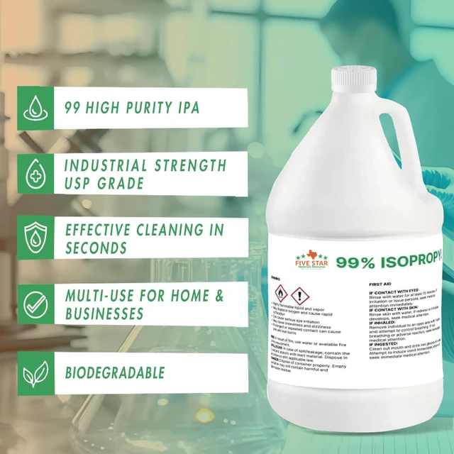 Alt view image 3 of 6 - 99% Isopropyl Alcohol, 99 Percent IPA Pure, 1 Gallon (128 fl oz) 4 Quarts Anhydrous pure 99% percent rubbing alcohol, multipurpose concentrated solvent