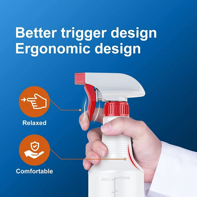 Alt view image 7 of 7 - Spray Bottle (5 Pack,24 Oz) with Measurements and Adjustable Nozzle(Mist & Stream Mode), HDPE Plastic Spray Bottles for Cleaning Solution, Household/Commercial/Industrial Use, No Leak and Clog