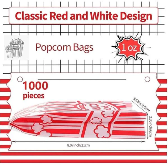 Alt view image 2 of 7 - Paper Popcorn Bags,1000 Pack 1oz Popcorn Bag Individual Servings Pop Corn Bag Bulk for Poporn Machine,Movie Nights Pop Corn Bags