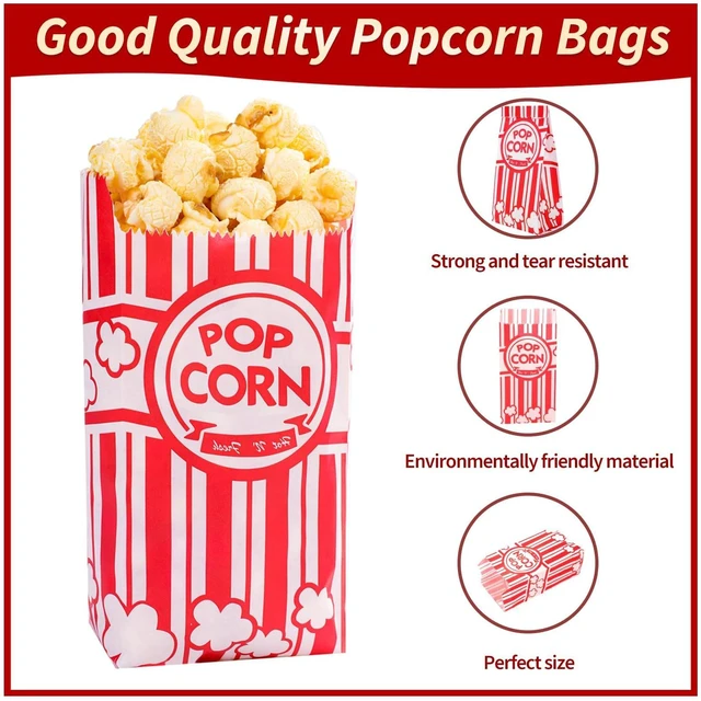 Alt view image 4 of 7 - Paper Popcorn Bags,1000 Pack 1oz Popcorn Bag Individual Servings Pop Corn Bag Bulk for Poporn Machine,Movie Nights Pop Corn Bags