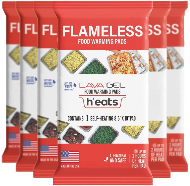 Main image of Flameless Food Warmers (6 Pack) Disposable Pads to Keep Food Warm Half Size Pan Warmers for Catering, Buffet, Parties & Chafing Dishes