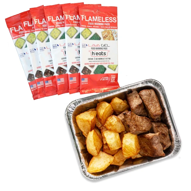 Alt view image 7 of 7 - Flameless Food Warmers (6 Pack) Disposable Pads to Keep Food Warm Half Size Pan Warmers for Catering, Buffet, Parties & Chafing Dishes