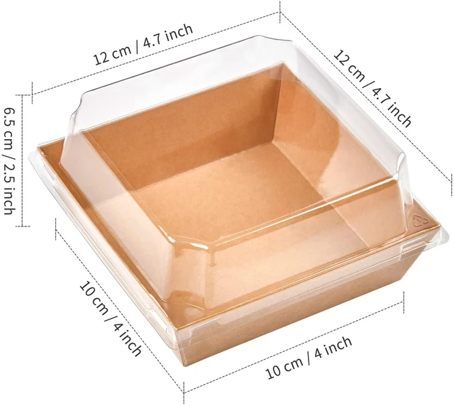 Alt view image 2 of 7 - 100 Pack 4 Inches Small Charcuterie Boxes with Clear Lids Paper Bakery Boxes, Brown Dessert Boxes, Disposable To Go Food Containers, For Cookie, Mini Cake, Chocolate Strawberry