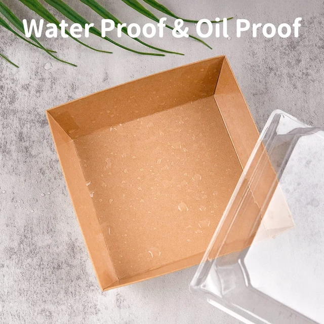 Alt view image 4 of 7 - 100 Pack 4 Inches Small Charcuterie Boxes with Clear Lids Paper Bakery Boxes, Brown Dessert Boxes, Disposable To Go Food Containers, For Cookie, Mini Cake, Chocolate Strawberry