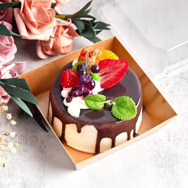Alt view image 5 of 7 - 100 Pack 4 Inches Small Charcuterie Boxes with Clear Lids Paper Bakery Boxes, Brown Dessert Boxes, Disposable To Go Food Containers, For Cookie, Mini Cake, Chocolate Strawberry