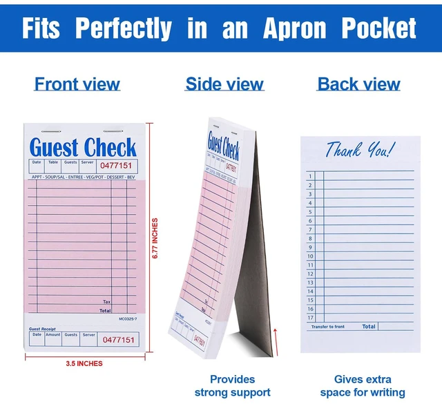 Alt view image 2 of 7 - Guest Checks Pink Server Note Pads 1000 Orders Waitress Notepad for Restaurants (20 Books)