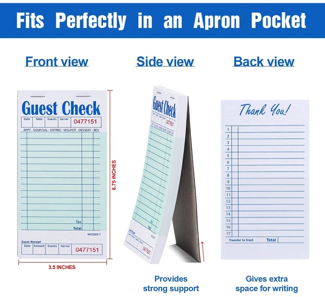Alt view image 2 of 7 - Guest Checks Server Note Pads 1000 Orders Waitress Notepad for Restaurants (20 Books)