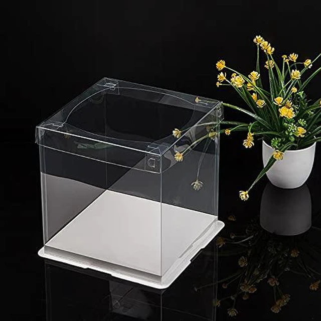 Alt view image 3 of 7 - 10 inch Clear cake Box, Large Transparent cake Box,tall cake boxes with Ribbon,10x10x9inch - Suitable for packing 8" or 10" cakes,Clear Gift Display Box for Carry Tall Layer Gift-6Pcs-White