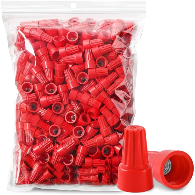 Main image of 300 Pcs Red Wire Connectors Nuts, Electrical Wire Caps Insulated 18-10 AWG, Twist-On Nuts Screw Wires Cap Small, for Home Electric Wiring, DIY Repairs & Commercial Use, Assortment Available