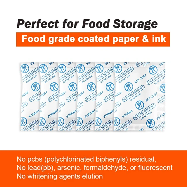 Alt view image 5 of 7 - 1 Gram 1000 Packets Food Grade Silica Gel Desiccant Packs Premium silica beads absorb moisture effectively, keeping snacks, jerky, spices & vitamins dry and fresh