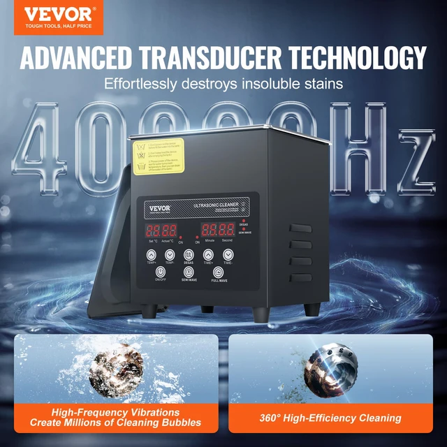 Alt view image 2 of 7 - 2L Ultra Sonic Cleaner, 60W Digital Sonic Cleaning Machine with Gentle Mode & Upgraded Degassing, 40kHz Ultrasound Cleaner Machine with Heater & Timer for Jewelry, Glasses, Tools, Retainer