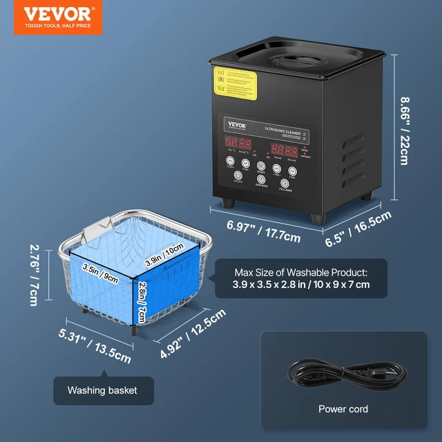 Alt view image 7 of 7 - 2L Ultra Sonic Cleaner, 60W Digital Sonic Cleaning Machine with Gentle Mode & Upgraded Degassing, 40kHz Ultrasound Cleaner Machine with Heater & Timer for Jewelry, Glasses, Tools, Retainer