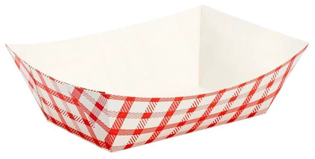 Main image of FP-FT100G Food Tray 1 lb - Checkered Red (Case of 1000)