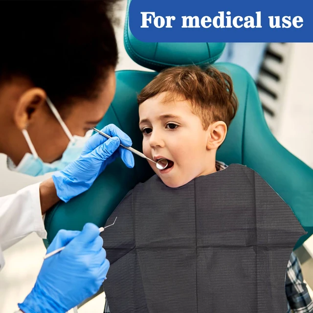 Alt view image 6 of 7 - 250pcs Dental Bibs Disposable - Black Dentist Bibs for Nail, Tattoo 13"X18" Tattoo Bibs, Paper Towels, Napkins, Nail Mat for Table Station, Tray Cover, Lash, Art Tech Essentials Stuff Suppliess