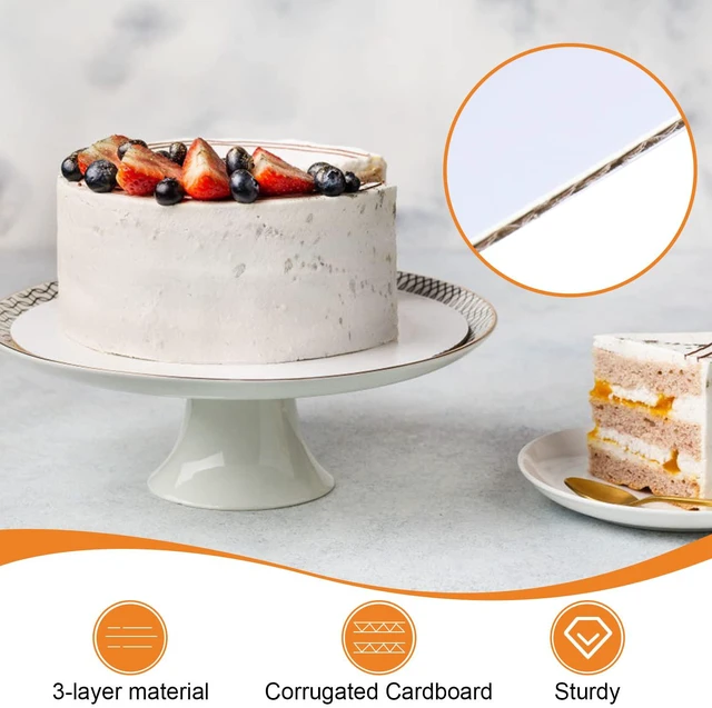 Alt view image 3 of 7 - 60-Packs Cake Boards 8 inch Round, White Cake Board Rounds White Cake Circles Rounds Base Food-Grade Cardboard Cake Plate for displaying Cakes, Bread, DessertsThin and Sturdy