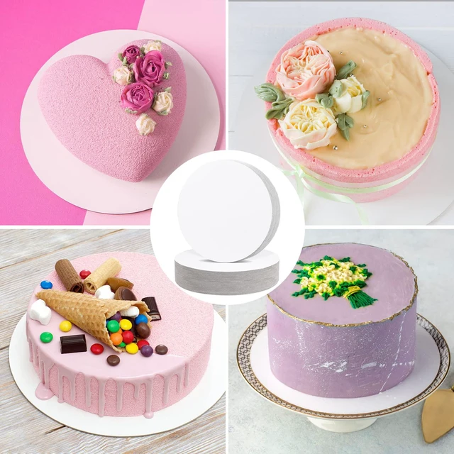 Alt view image 7 of 7 - 60-Packs Cake Boards 8 inch Round, White Cake Board Rounds White Cake Circles Rounds Base Food-Grade Cardboard Cake Plate for displaying Cakes, Bread, DessertsThin and Sturdy