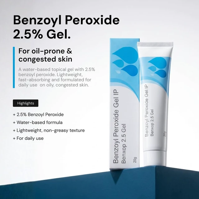 Alt view image 3 of 7 - Benxop 2.5% Benzoyl Peroxide Gel (0.70 oz / 20g) (4 Pack) - Topical Skincare Gel for Oil-Prone and Congested Skin