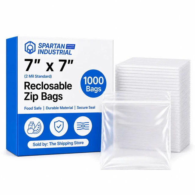 Main image of 7 X 7 (1000 Count) 2 Mil Clear Reclosable Zip Plastic Poly Bags with Resealable Lock Seal Zipper