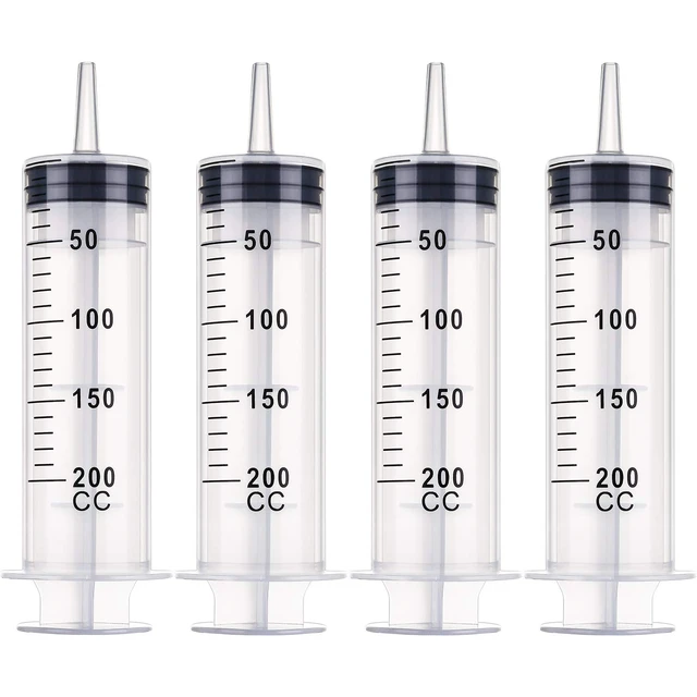 Main image of 4 Packs Syringes Without Needles,200 Ml Large Plastic Measuring Tools for Food, Horse Care, Lab Dispensing, Graduated Markings, Reusable Multipurpose Applicators