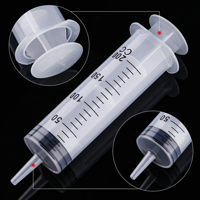 Alt view image 3 of 6 - 4 Packs Syringes Without Needles,200 Ml Large Plastic Measuring Tools for Food, Horse Care, Lab Dispensing, Graduated Markings, Reusable Multipurpose Applicators