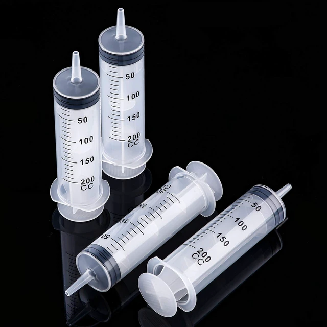 Alt view image 6 of 6 - 4 Packs Syringes Without Needles,200 Ml Large Plastic Measuring Tools for Food, Horse Care, Lab Dispensing, Graduated Markings, Reusable Multipurpose Applicators