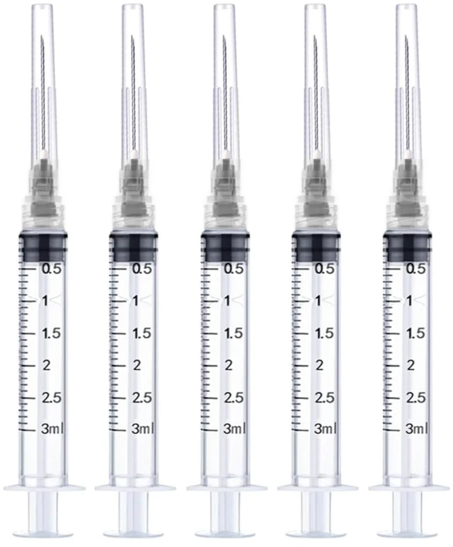 Main image of 100 Pack 3ml/cc Disposable Luer Lock Lab Syringes with 22Ga 1.0 Inch Needle Individually Sealed Packed