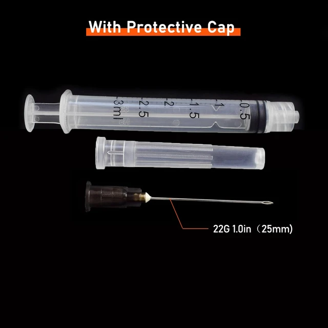 Alt view image 5 of 7 - 100 Pack 3ml/cc Disposable Luer Lock Lab Syringes with 22Ga 1.0 Inch Needle Individually Sealed Packed