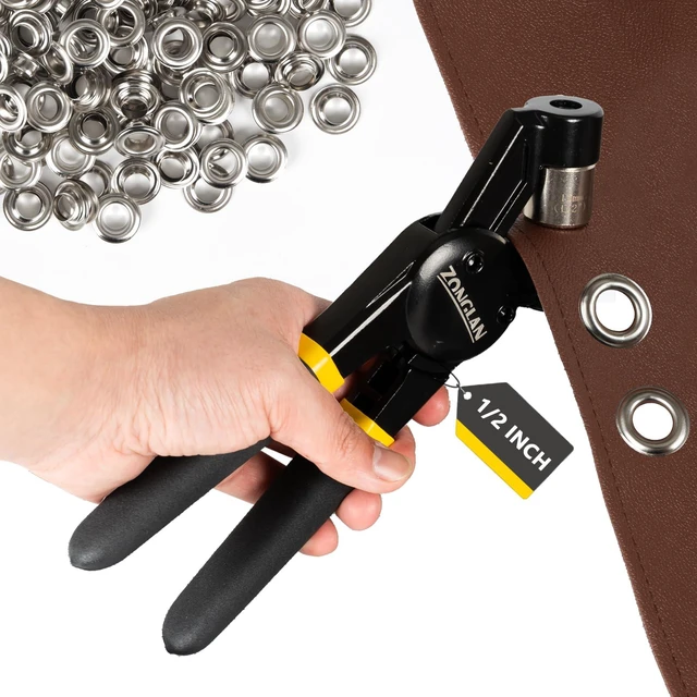 Main image of Heavy Duty Grommet Tool Kit with 1/2 Inch Die and 300 Sets of 12MM Grommets,Handheld Manual Eyelet Tool Rivet Press Punch Pliers for Leather Canvas Fabric