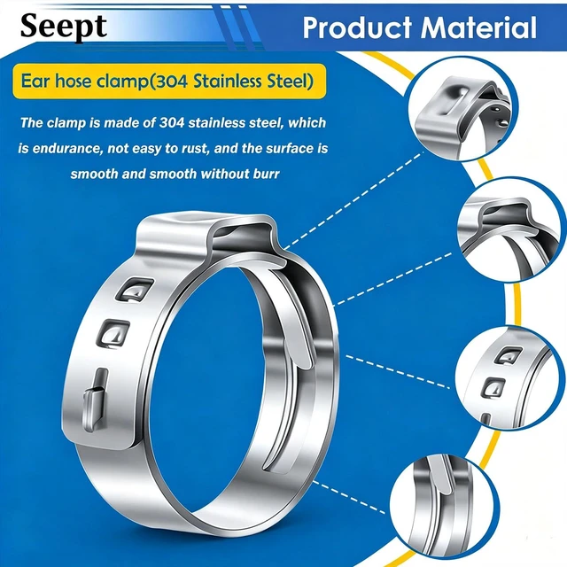 Alt view image 5 of 7 - 607Pcs 22 Sizes Single Ear Hose Clamps with Pliers 5.3-33.1mm 304 Stainless Steel Crimp Hose Clamps Assortment Kit Perfect for Automotive/Home Appliance/Water Pipe and Fuel Line