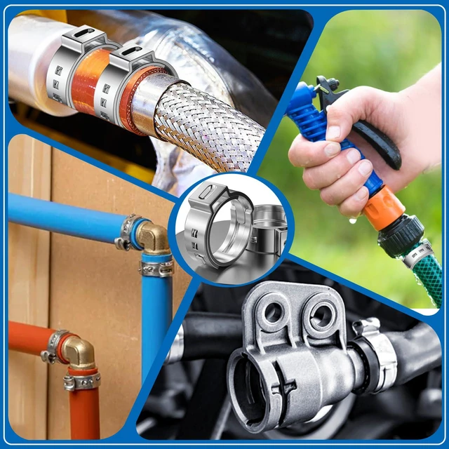 Alt view image 7 of 7 - 607Pcs 22 Sizes Single Ear Hose Clamps with Pliers 5.3-33.1mm 304 Stainless Steel Crimp Hose Clamps Assortment Kit Perfect for Automotive/Home Appliance/Water Pipe and Fuel Line