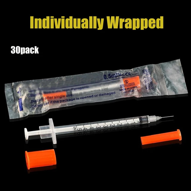 Alt view image 4 of 7 - 0.5ml/cc 30G 5/16 Inch, U-100 Syringes, Individual Package Pack of 30