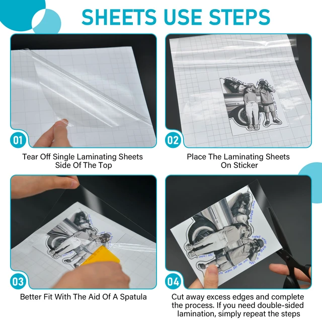 Alt view image 3 of 7 - Self Adhesive Laminating Sheets 50 Pack, 9x12'', No Heat Laminating Sheets 4Mil No Machine Needed Instant Self Sealing Laminating Sheets-Dry Erase-Lasting Protection for Home and Office