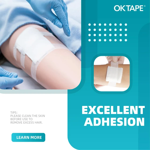 Alt view image 4 of 7 - OKPore Medical Surgical Tape Nonwoven (Pack of 12) - First Aid Surgical Tape Hypoallergenic and Breathable for Wound Dressing Care - 1in x 10yds