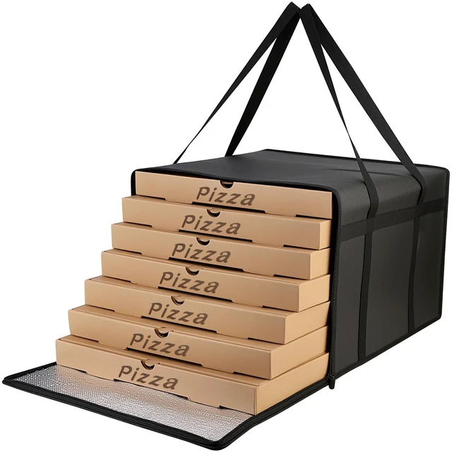 Main image of Pizza Bags for Delivery, 24" x 24" x 14" Insulated Pizza Bag, Black Fits Large Pizzas, Thermal Carrier, Catering and Food Warmer Bag for Hot Box Transport, Pizza Warmer Carrier for Drivers