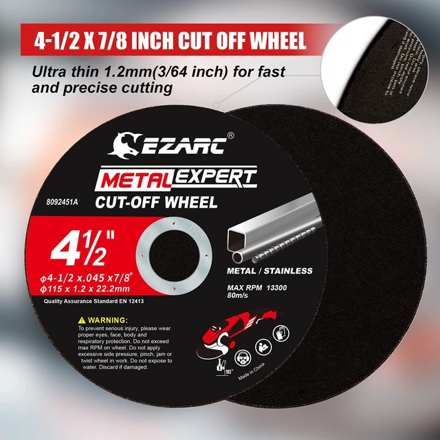 Alt view image 6 of 7 - Metal Cut Off Wheels, 4.5" x.045" x 7/8", 100-Pack Ultra-Thin Discs, Up to 2x Life, Clean Cuts, Angle Grinder Cut Off Wheel for Carbon Steel, Stainless Steel, Iron, Copper