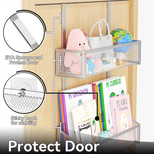 Alt view image 3 of 7 - Over The Door Hooks Organizer, Coat Rack Over The Door Storage Hanger Towel Rack, Back of Door Storage Organizer for Bathroom,Bedroom,Kitchen,Office (Silver, 3-Tier)