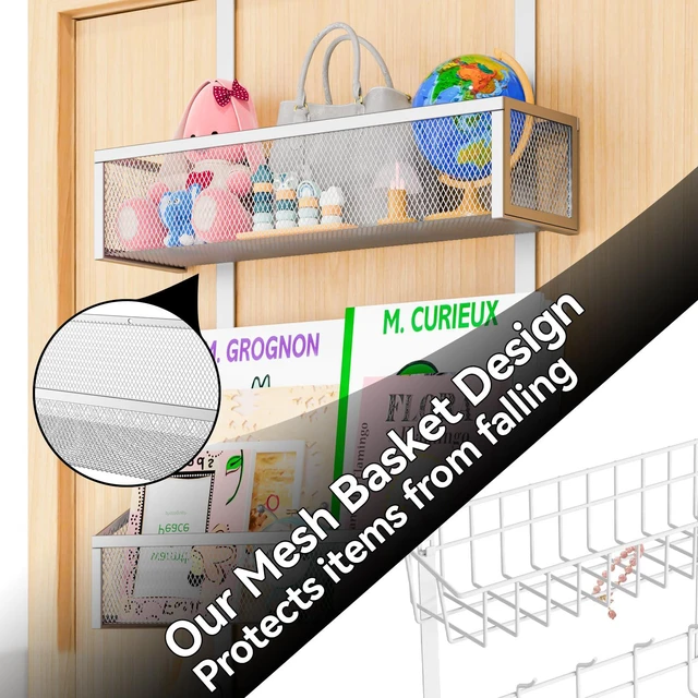 Alt view image 6 of 7 - Over The Door Hooks Organizer, Coat Rack Over The Door Storage Hanger Towel Rack, Back of Door Storage Organizer for Bathroom,Bedroom,Kitchen,Office (Silver, 3-Tier)