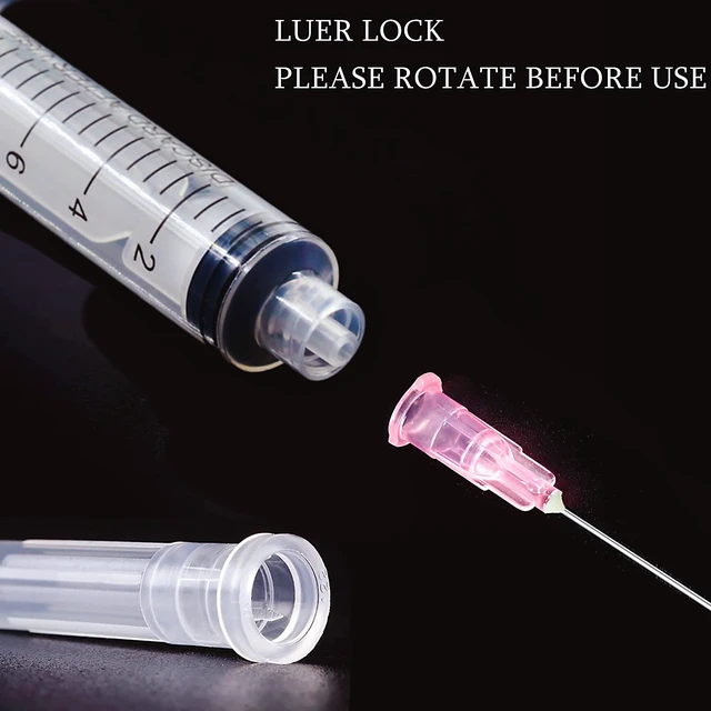 Alt view image 3 of 7 - 100 Pack 10ml/cc Plastic Luer Lock Syringa with 18Ga and Cap, Individually Sealed Wrapped, for Scientific Labs, Measuring Liquid, Refilling Cartridges or Glue Applicator