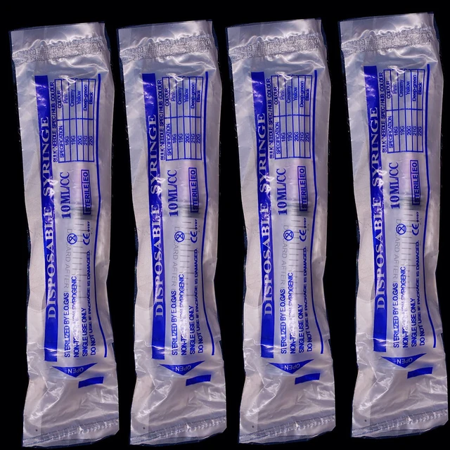 Alt view image 7 of 7 - 100 Pack 10ml/cc Plastic Luer Lock Syringa with 18Ga and Cap, Individually Sealed Wrapped, for Scientific Labs, Measuring Liquid, Refilling Cartridges or Glue Applicator