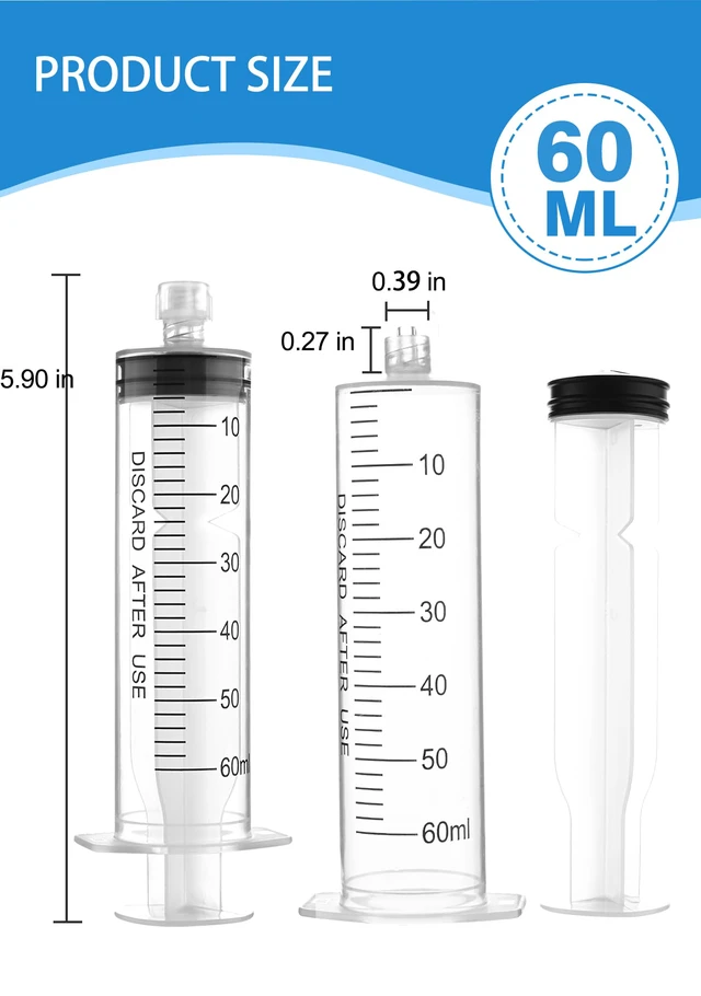 Alt view image 3 of 7 - Luer Lock Syringe 60ml - Sterile Disposable Syringes 30 Pack Without Needles Individual Sealed Packaging