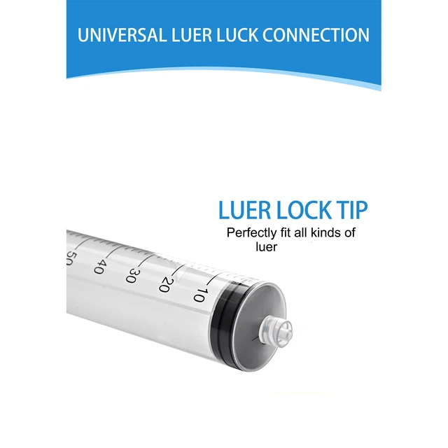 Alt view image 2 of 7 - Luer Lock Syringe 60ml - Sterile Disposable Syringes 30 Pack Without Needles Individual Sealed Packaging