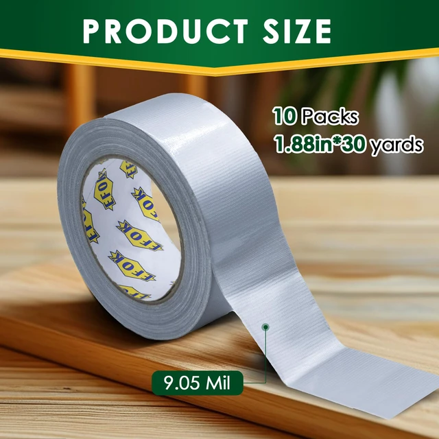 Alt view image 2 of 7 - 10 Pack Duct Tape Heavy Duty Waterproof Silver Bulk 1.88 Inch X 90 Ft