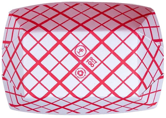 Alt view image 2 of 7 - 0413 #100 Southland Paperboard Food Tray, 1 lb Capacity, Red Check (Case of 1000)