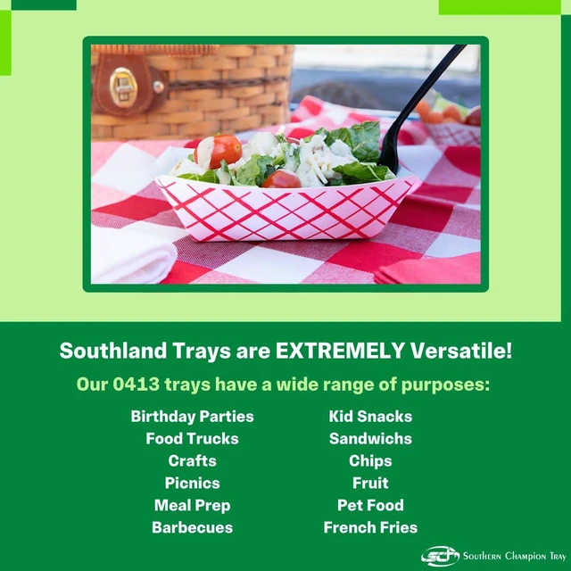 Alt view image 4 of 7 - 0413 #100 Southland Paperboard Food Tray, 1 lb Capacity, Red Check (Case of 1000)