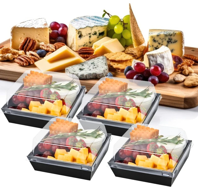 Alt view image 5 of 7 - Charcuterie Boxes with Clear Lids, 5 Inches, 100 Pack, Black To Go Paper Food Containers, Disposable Bakery Dessert Boxes, For Sandwich, Cookie, Pastry, Cake Slice