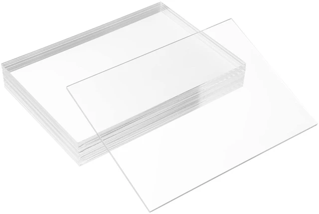 Main image of Pack of 10 Clear Cast Acrylic Sheet 8" x 12" x 1/8" Thick (3mm) Plexiglass Panel; Transparent Square; Plastic Board; for Sign, Craft, Display Projects, Laser Cutting, Engraving