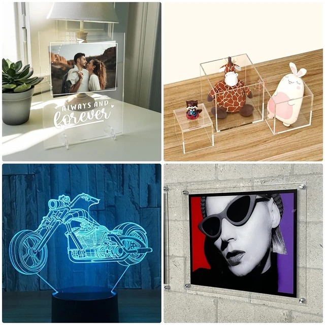 Alt view image 7 of 7 - Pack of 10 Clear Cast Acrylic Sheet 8" x 12" x 1/8" Thick (3mm) Plexiglass Panel; Transparent Square; Plastic Board; for Sign, Craft, Display Projects, Laser Cutting, Engraving