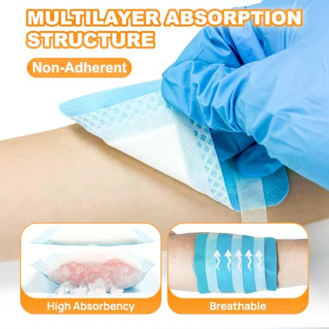 Alt view image 3 of 6 - 4" x 4" Super Absorbent Wound Dressing, 40 Pack, Non-Adhesive Pads Breathable Absorbent Bandages, Soft Highly Absorbent Dressing, Non Stick Gauze Pads for Heavy Exudate Wound Care