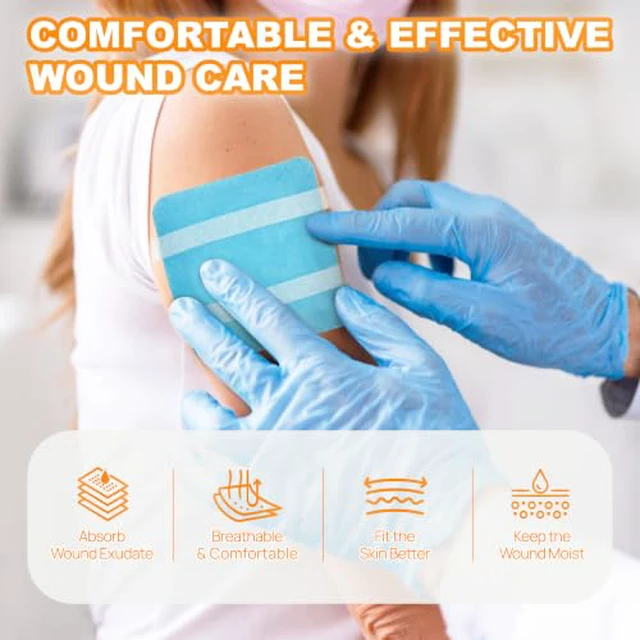 Alt view image 4 of 6 - 4" x 4" Super Absorbent Wound Dressing, 40 Pack, Non-Adhesive Pads Breathable Absorbent Bandages, Soft Highly Absorbent Dressing, Non Stick Gauze Pads for Heavy Exudate Wound Care